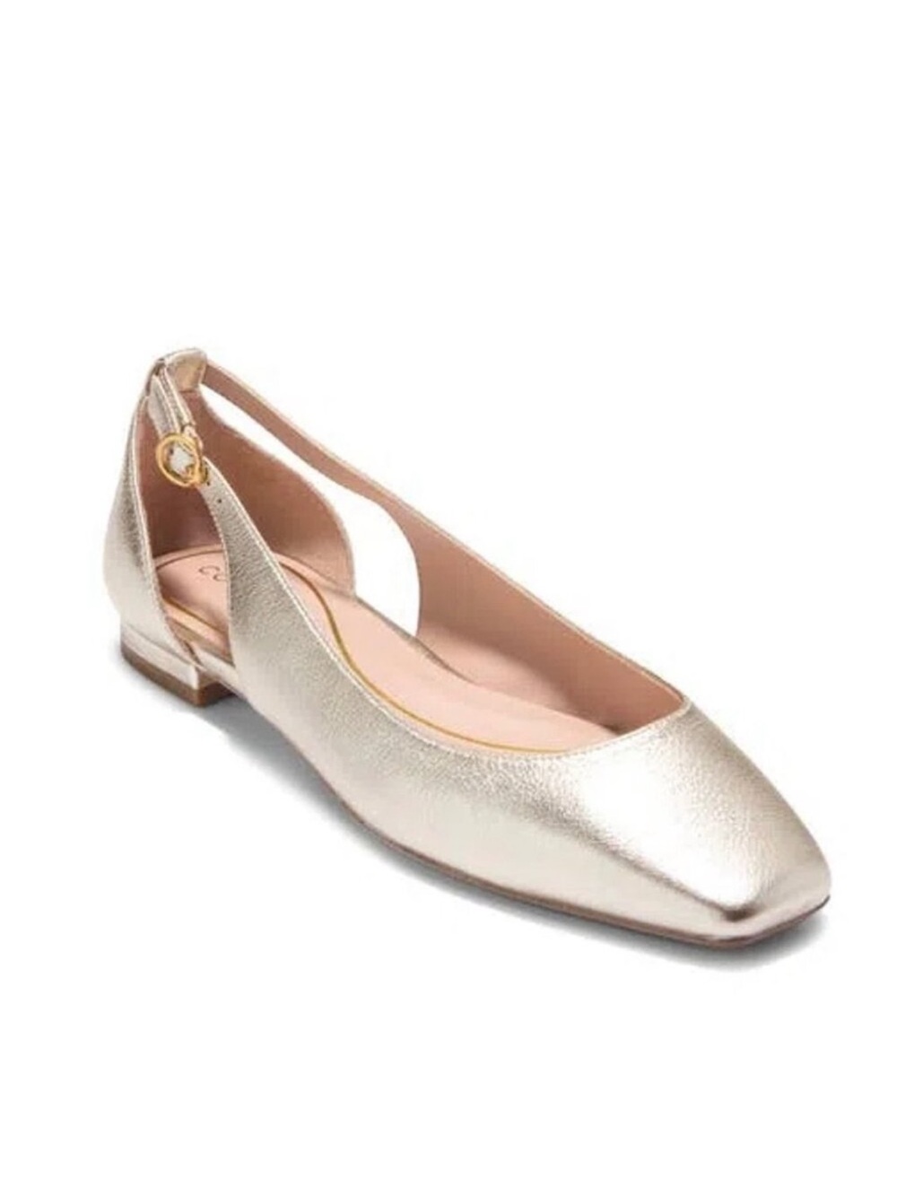Cole Haan Bria Cutout Square Toe Flat Soft Gold 7.5